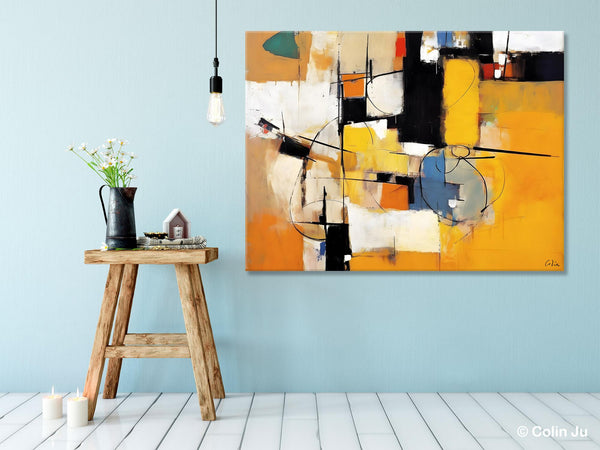 Acrylic Abstract Painting Behind Sofa, Large Original Painting on Canvas, Acrylic Painting for Sale, Living Room Wall Art Paintings, Buy Paintings Online-Grace Painting Crafts