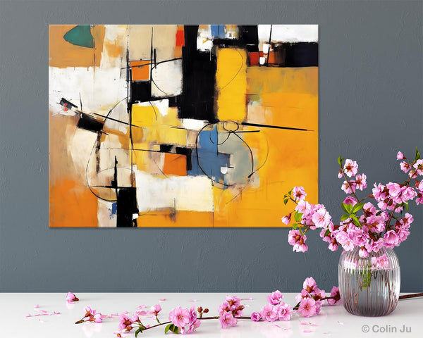 Acrylic Abstract Painting Behind Sofa, Large Original Painting on Canvas, Acrylic Painting for Sale, Living Room Wall Art Paintings, Buy Paintings Online-Grace Painting Crafts