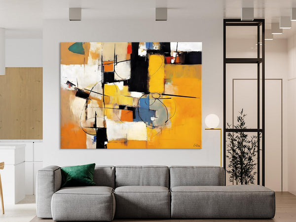 Acrylic Abstract Painting Behind Sofa, Large Original Painting on Canvas, Acrylic Painting for Sale, Living Room Wall Art Paintings, Buy Paintings Online-Grace Painting Crafts