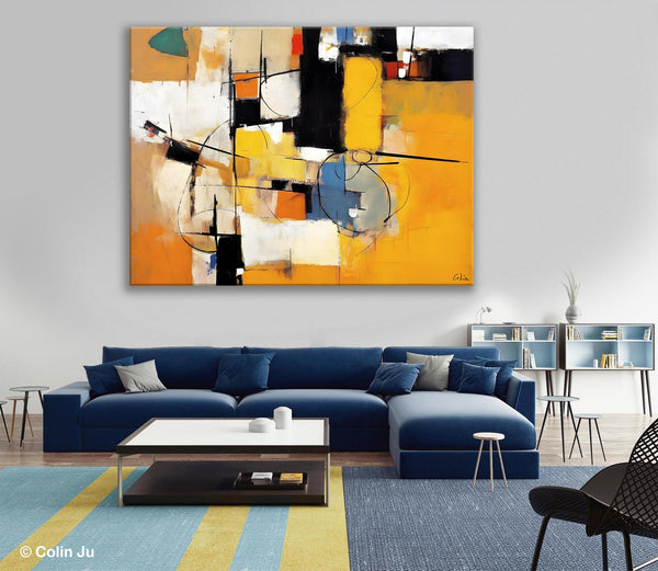 Acrylic Abstract Painting Behind Sofa, Large Original Painting on Canvas, Acrylic Painting for Sale, Living Room Wall Art Paintings, Buy Paintings Online-Grace Painting Crafts