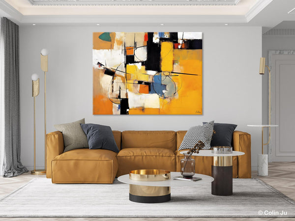 Acrylic Abstract Painting Behind Sofa, Large Original Painting on Canvas, Acrylic Painting for Sale, Living Room Wall Art Paintings, Buy Paintings Online-Grace Painting Crafts