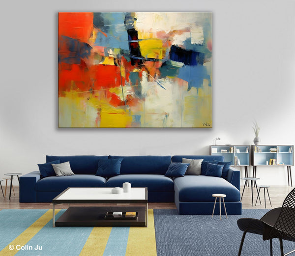 Acrylic Paintings on Canvas, Large Paintings Behind Sofa, Palette Knife Paintings, Abstract Painting for Living Room, Original Modern Paintings-Grace Painting Crafts