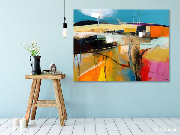 Wall Art Paintings, Simple Landscape Abstract Painting, Original Acrylic Paintings on Canvas, Large Paintings for Bedroom, Buy Paintings Online-Grace Painting Crafts