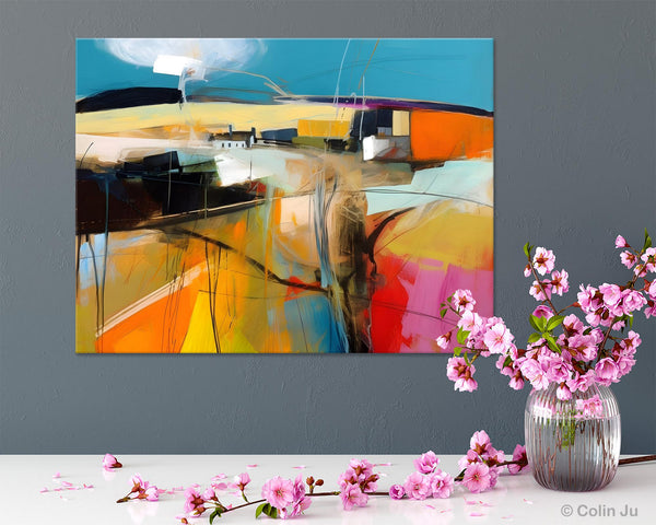 Wall Art Paintings, Simple Landscape Abstract Painting, Original Acrylic Paintings on Canvas, Large Paintings for Bedroom, Buy Paintings Online-Grace Painting Crafts