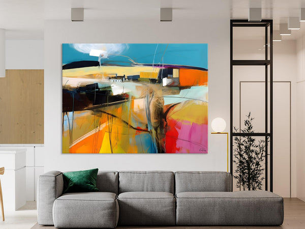 Wall Art Paintings, Simple Landscape Abstract Painting, Original Acrylic Paintings on Canvas, Large Paintings for Bedroom, Buy Paintings Online-Grace Painting Crafts