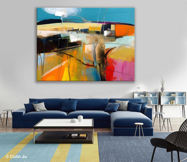 Wall Art Paintings, Simple Landscape Abstract Painting, Original Acrylic Paintings on Canvas, Large Paintings for Bedroom, Buy Paintings Online-Grace Painting Crafts