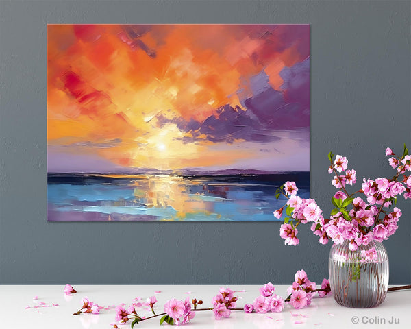 Original Landscape Oil Paintings, Sunrise Paintings, Large Contemporary Wall Art, Oil Painting on Canvas, Extra Large Paintings for Bedroom-Grace Painting Crafts
