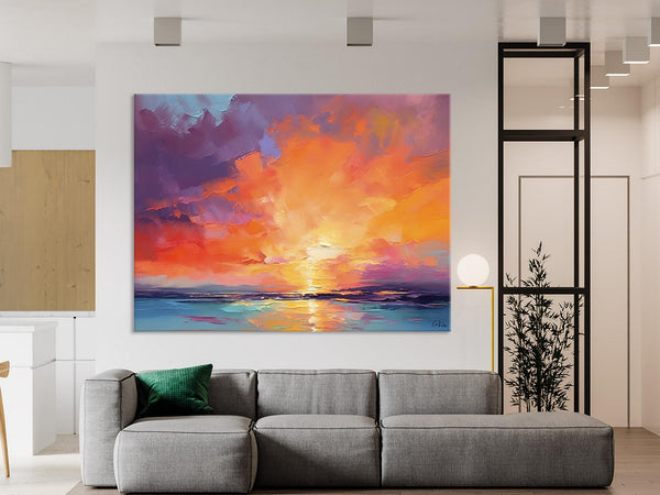 Landscape Acrylic Art, Large Abstract Painting for Living Room, Original Abstract Wall Art, Landscape Canvas Art, Hand Painted Canvas Art-Grace Painting Crafts