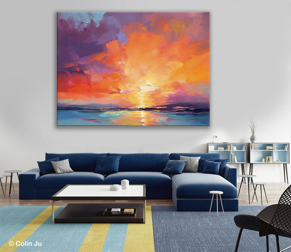 Landscape Acrylic Art, Large Abstract Painting for Living Room, Original Abstract Wall Art, Landscape Canvas Art, Hand Painted Canvas Art-Grace Painting Crafts