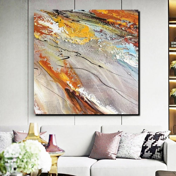 Living Room Modern Paintings, Simple Abstract Paintings, Abstract Contemporary Paintings, Heavy Texture Painting, Hand Painted Canvas Art-Grace Painting Crafts