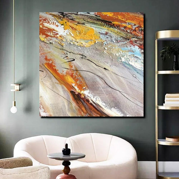 Living Room Modern Paintings, Simple Abstract Paintings, Abstract Contemporary Paintings, Heavy Texture Painting, Hand Painted Canvas Art-Grace Painting Crafts