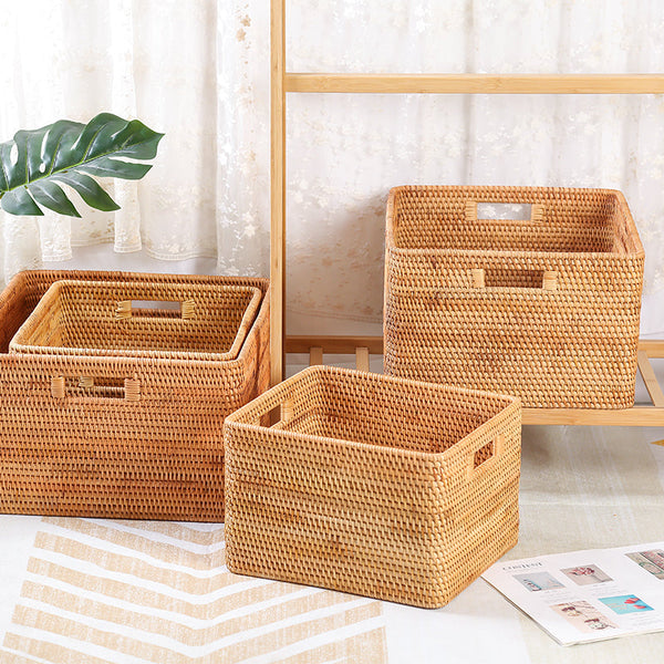 Extra Large Woven Baskets for Living Room, Storage Baskets for Clothes, Storage Baskets for Kitchen, Rectangular Storage Basket for Bedroom, Storage Baskets for Shelves-Grace Painting Crafts