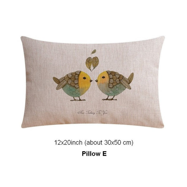Decorative Sofa Pillows for Dining Room, Simple Decorative Pillow Covers, Love Birds Throw Pillows for Couch, Singing Birds Decorative Throw Pillows-Grace Painting Crafts