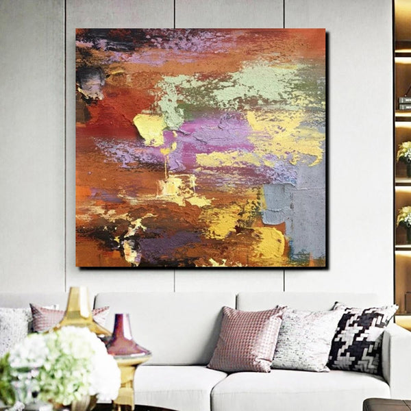 Simple Abstract Paintings, Modern Contemporary Wall Art Ideas, Living Room Acrylic Paintings, Heavy Texture Painting, Hand Painted Canvas Art-Grace Painting Crafts