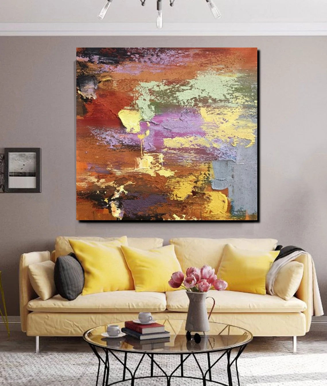 Simple Abstract Paintings, Modern Contemporary Wall Art Ideas, Living Room Acrylic Paintings, Heavy Texture Painting, Hand Painted Canvas Art-Grace Painting Crafts