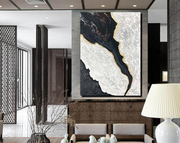 Black Modern Painting, Living Room Wall Art Ideas, Acrylic Canvas Paintings, Simple Wall Art Ideas, Contemporary Painting-Grace Painting Crafts
