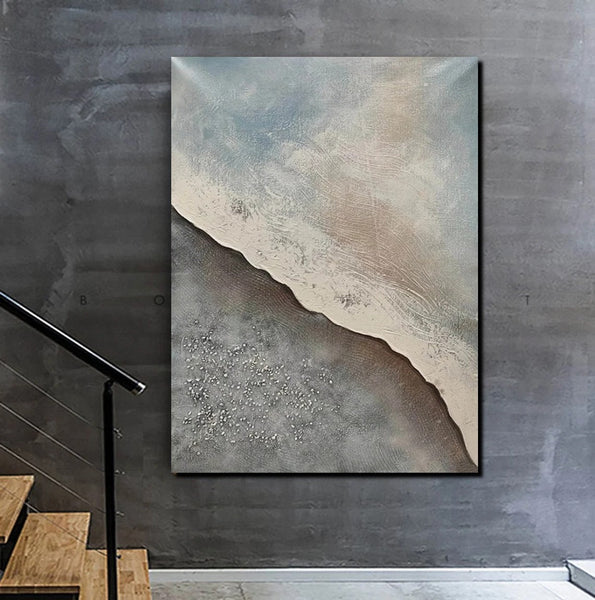 Bedroom Wall Art Ideas, Abstract Seashore Painting, Acrylic Canvas Paintings for Living Room, Simple Wall Art Ideas, Contemporary Paintings-Grace Painting Crafts