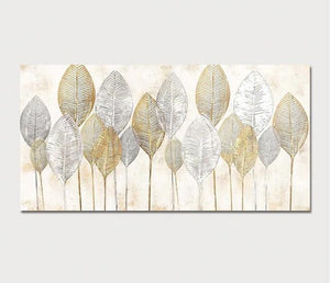 Abstract Leaves Paintings, Contemporary Wall Art Paintings, Simple Modern Paintings for Dining Room-Grace Painting Crafts