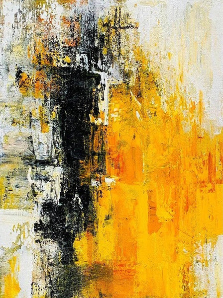 Canvas Painting for Living Room, Simple Modern Art, Yellow Modern Wall Art Painting, Huge Contemporary Abstract Artwork for Bedroom-Grace Painting Crafts