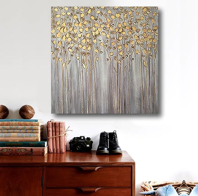 Birch Tree Paintings, Easy Painting Ideas for Bedroom, Acrylic Painting on Canvas, Large Acrylic Canvas Paintings, Huge Painting for Sale-Grace Painting Crafts