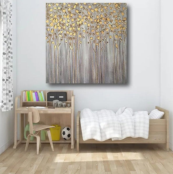 Birch Tree Paintings, Easy Painting Ideas for Bedroom, Acrylic Painting on Canvas, Large Acrylic Canvas Paintings, Huge Painting for Sale-Grace Painting Crafts