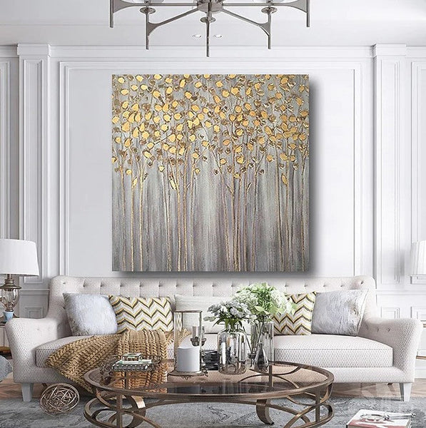 Birch Tree Paintings, Easy Painting Ideas for Bedroom, Acrylic Painting on Canvas, Large Acrylic Canvas Paintings, Huge Painting for Sale-Grace Painting Crafts