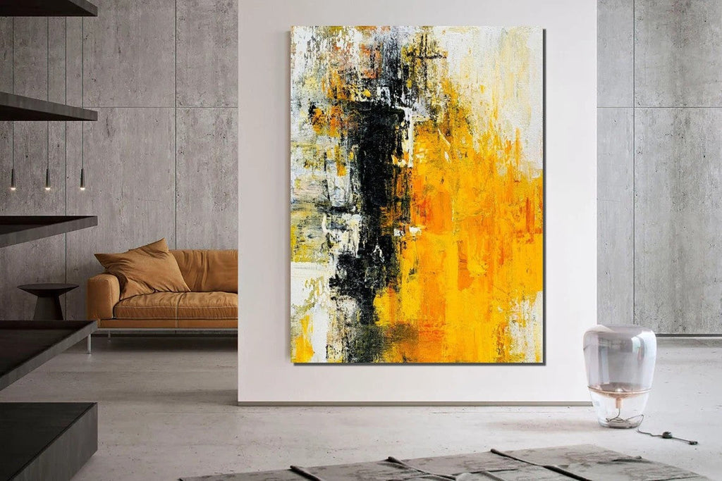 Simple Canvas Art, Yellow Modern Abstract Painting, Living Room Wall A –  Grace Painting Crafts