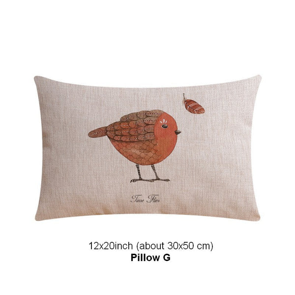 Simple Decorative Pillow Covers, Decorative Sofa Pillows for Children's Room, Love Birds Throw Pillows for Couch, Singing Birds Decorative Throw Pillows-Grace Painting Crafts