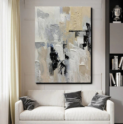 Heavy Texture Painting, Modern Abstract Painting, Simple Wall Art Ideas, Dining Room Abstract Painting, Acrylic Canvas Paintings-Grace Painting Crafts