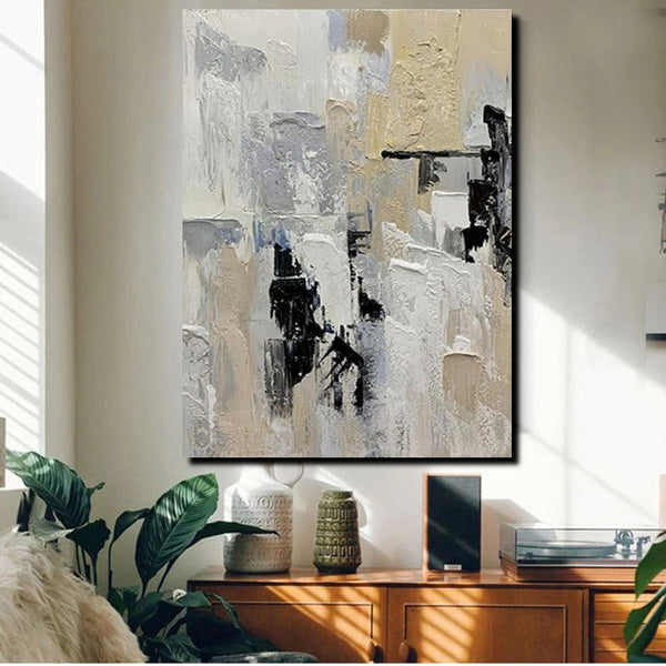 Heavy Texture Painting, Modern Abstract Painting, Simple Wall Art Ideas, Dining Room Abstract Painting, Acrylic Canvas Paintings-Grace Painting Crafts