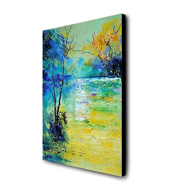 Forest Tree by the Lake Painting, Abstract Landscape Painting, Canvas Painting Landscape, Paintings for Living Room, Simple Modern Acrylic Paintings,-Grace Painting Crafts