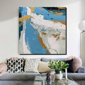 Abstrct Acrylic Paintings, Living Room Acrylic Wall Art Ideas, Blue Modern Abstract Paintings, Heavy Texture Canvas Art, Buy Art Online-Grace Painting Crafts