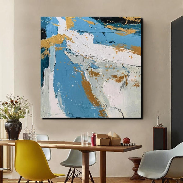 Abstrct Acrylic Paintings, Living Room Acrylic Wall Art Ideas, Blue Modern Abstract Paintings, Heavy Texture Canvas Art, Buy Art Online-Grace Painting Crafts