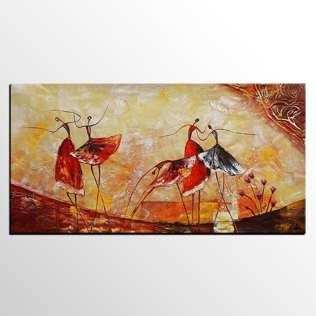 Simple Canvas Painting, Dining Room Wall Art Paintings, Buy Art Online, Abstract Acrylic Painting, Ballet Dancer Painting-Grace Painting Crafts