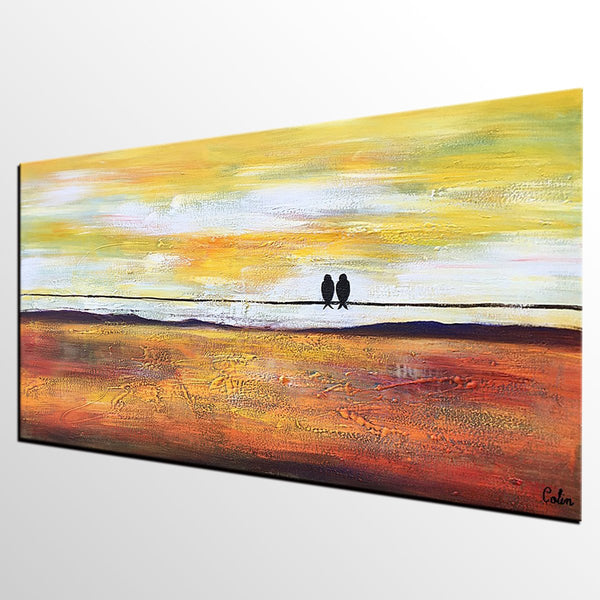Bird Painting, Love Birds Painting, Abstract Canvas Painting, Buy Art Online, Canvas Painting for Bedroom, Simple Modern Art-Grace Painting Crafts