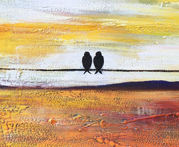 Bird Painting, Love Birds Painting, Abstract Canvas Painting, Buy Art Online, Canvas Painting for Bedroom, Simple Modern Art-Grace Painting Crafts