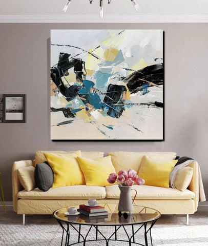 Bedroom Abstract Paintings, Simple Modern Paintings, Abstract Contemporary Art, Large Painting for Sale, Hand Painted Canvas Art-Grace Painting Crafts