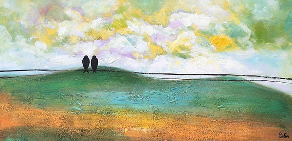 Abstract Canvas Painting, Wall Art Painting, Canvas Painting for Living Room, Wedding Gift, Love Birds Painting, Acrylic Abstract Painting-Grace Painting Crafts
