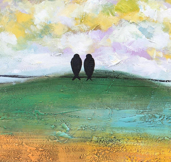 Abstract Canvas Painting, Wall Art Painting, Canvas Painting for Living Room, Wedding Gift, Love Birds Painting, Acrylic Abstract Painting-Grace Painting Crafts
