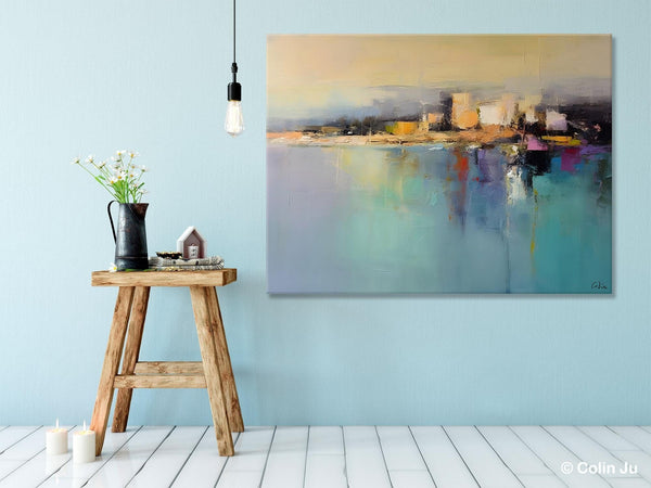 Abstract Landscape Paintings, Palette Knife Canvas Art, Extra Large Canvas Painting for Dining Room, Original Canvas Wall Art Paintings-Grace Painting Crafts