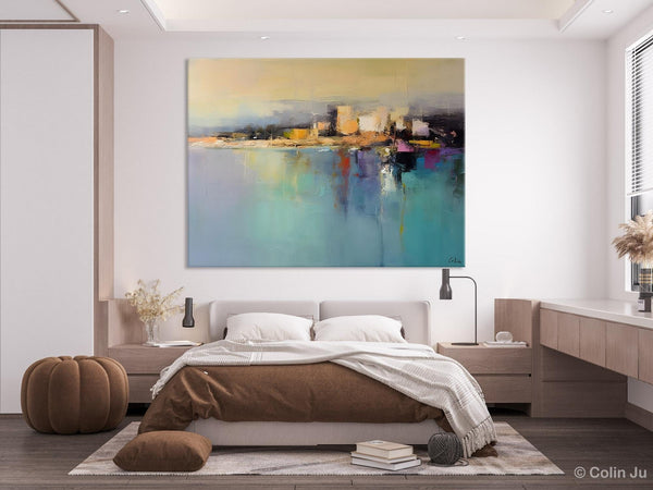 Abstract Landscape Paintings, Palette Knife Canvas Art, Extra Large Canvas Painting for Dining Room, Original Canvas Wall Art Paintings-Grace Painting Crafts