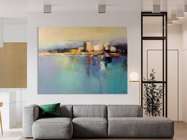 Abstract Landscape Paintings, Palette Knife Canvas Art, Extra Large Canvas Painting for Dining Room, Original Canvas Wall Art Paintings-Grace Painting Crafts