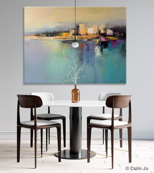 Abstract Landscape Paintings, Palette Knife Canvas Art, Extra Large Canvas Painting for Dining Room, Original Canvas Wall Art Paintings-Grace Painting Crafts