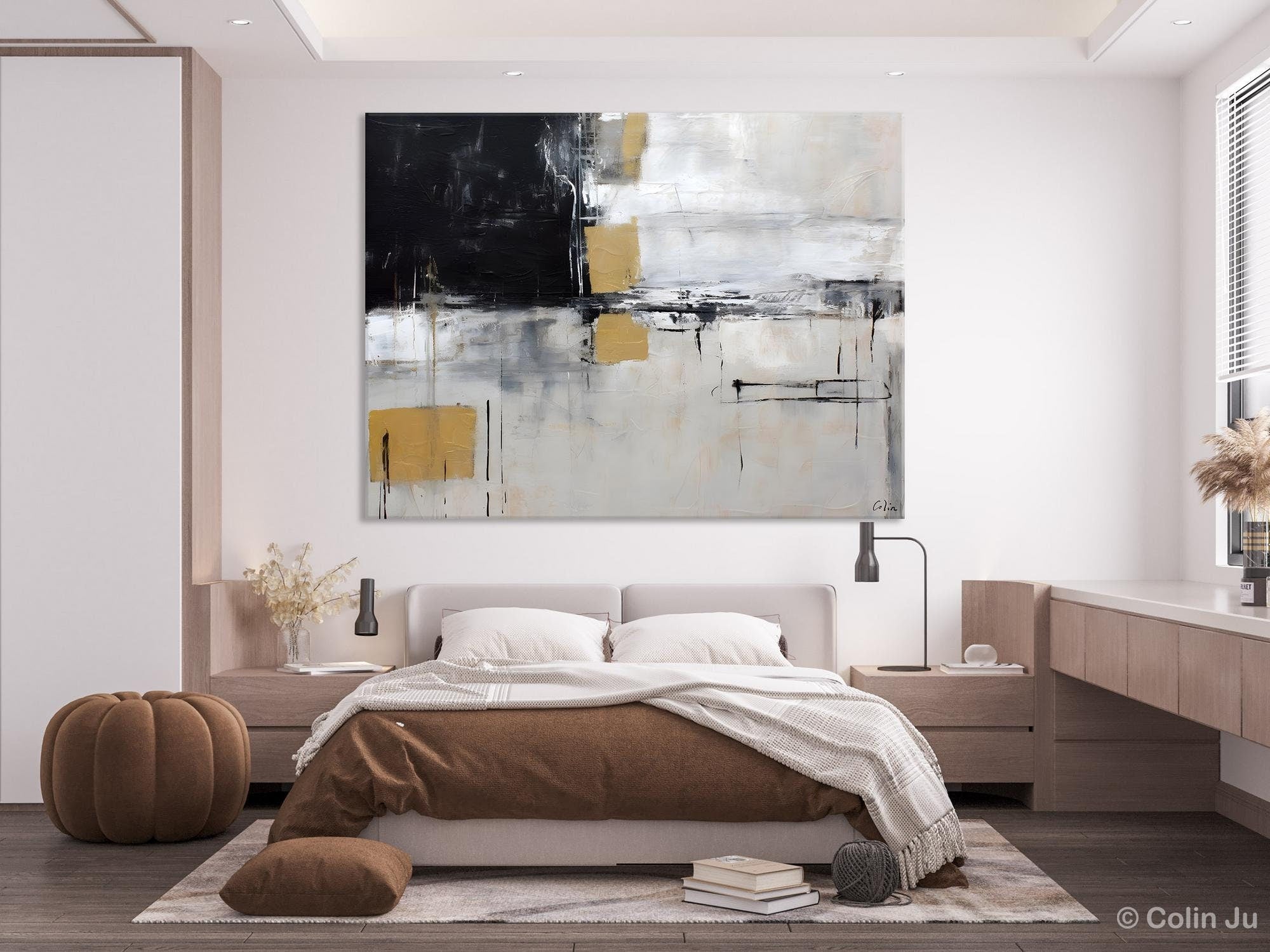 Original Abstract Art, Modern Wall Art Ideas for Bedroom, Extra Large Canvas Paintings, Impasto Art Painting, Contemporary Acrylic Paintings-Grace Painting Crafts