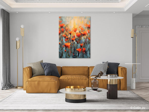 Flower Abstract Painting, Heavy Texture Wall Art, Acrylic Painting on Canvas, Canvas Painting Ideas for Dining Room, Original Abstract Art-Grace Painting Crafts