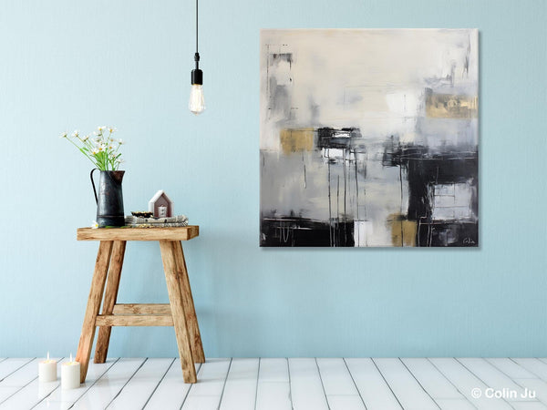 Modern Acrylic Artwork, Contemporary Canvas Artwork, Original Modern Wall Art, Black Canvas Paintings, Large Abstract Painting for Bedroom-Grace Painting Crafts