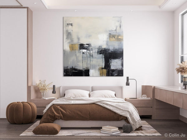 Modern Acrylic Artwork, Contemporary Canvas Artwork, Original Modern Wall Art, Black Canvas Paintings, Large Abstract Painting for Bedroom-Grace Painting Crafts