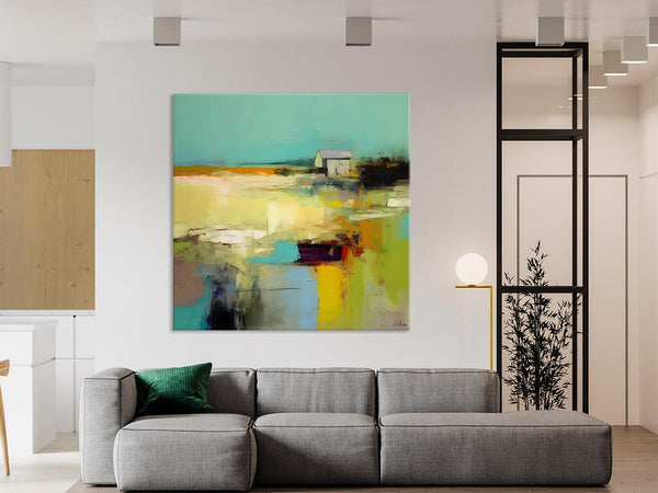 Landscape Canvas Paintings, Original Landscape Paintings, Abstract Wall Art Painting for Living Room, Oversized Acrylic Painting on Canvas-Grace Painting Crafts