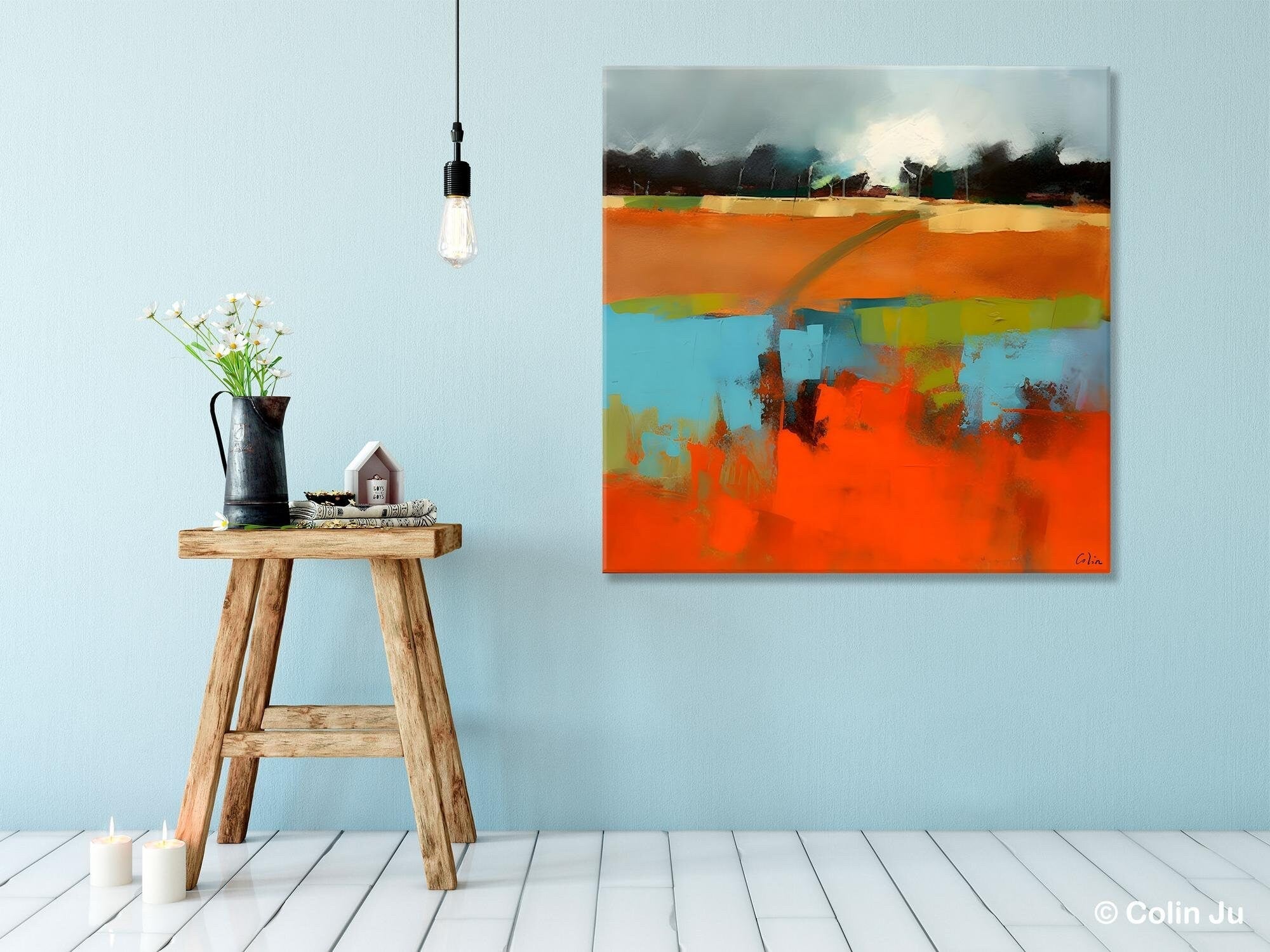 Original Abstract Wall Art, Landscape Acrylic Art, Landscape Canvas Art, Hand Painted Canvas Art, Large Abstract Painting for Living Room-Grace Painting Crafts