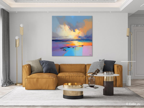 Sunrise Landscape Acrylic Art, Landscape Canvas Art, Original Abstract Art, Hand Painted Canvas Art, Large Abstract Painting for Living Room-Grace Painting Crafts